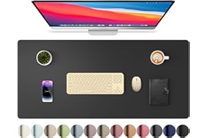 Aothia Leather Desk Pad Protector, Large Mouse Pad, Office Desk Mat, Non-Slip PU Leather Desk Blotter, Laptop Desk Pad, Waterproof Desk Writing Pad for Office and Home(23.6" x 13.7", Black)