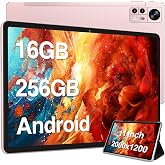 11 inch Tablet 16GB+256GB Octa-Core Android Tablets w/ 2K 2000x1200 Display | MT8183 CPU, 13MP Triple Camera, 8600mAh Battery, Quad Speakers, 5G WiFi, GPS, Bluetooth 5.0, 1TB Expand, with Case -Gold