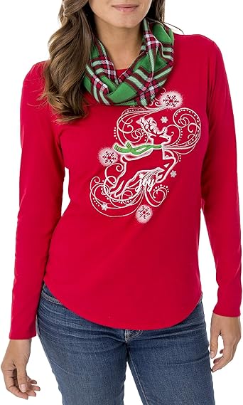 red long sleeve graphic tee