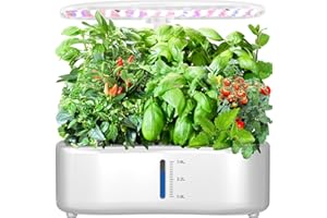 SOMYMORE Hydroponics Growing System Kit - 12 Pods Indoor Herb Garden with LED Grow Light, Auto Timer, Adjustable Height up to 17" - Ideal for Home, Birthday & Mother's Day Gifts for Women (White)