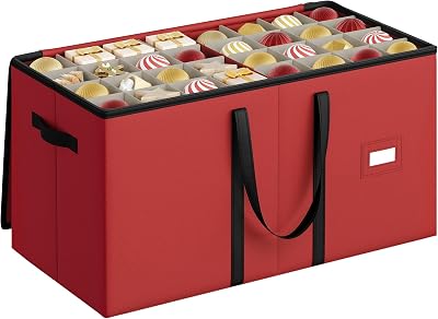 SONGMICS Christmas Decoration Storage Box 128 Slots 7.6 cm Red RFB039R01