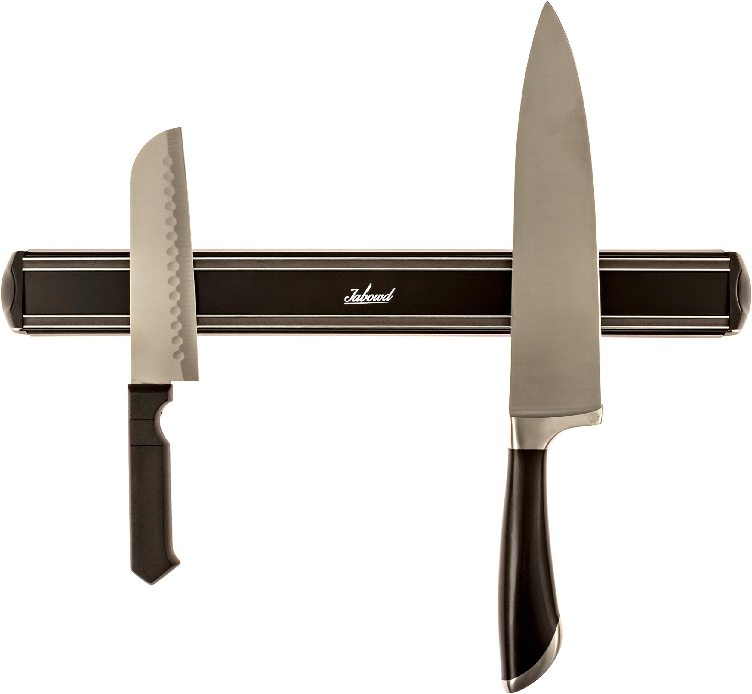 Aluminum Magnetic Knife Holder - Black (14 inch), Kitchen Knife Magnet, Tool Holder, Jabowd Magnetic Knife Strip and Utensil Organizer, Universal Knife Block, Hardware and Instructions Included