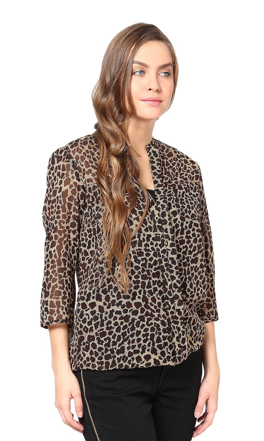 the gud look women's polyester top (beige, xs)