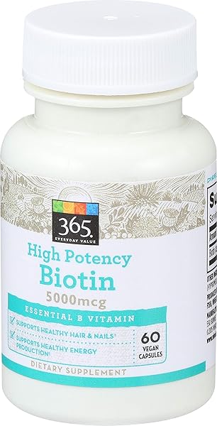 365 BY WHOLE FOODS MARKET, HIGH POTENCY BIOTIN 5000MCG, 60 CT