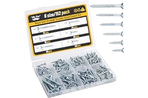 Mr. Pen- Wood Screws Assortment Kit, 152 pcs, Silver, Phillips Tips, Assorted Wood Screws, 6 Sizes (2”, 1-1/2”, 1-1/4”, 1”, 3/4”, 1/2”)