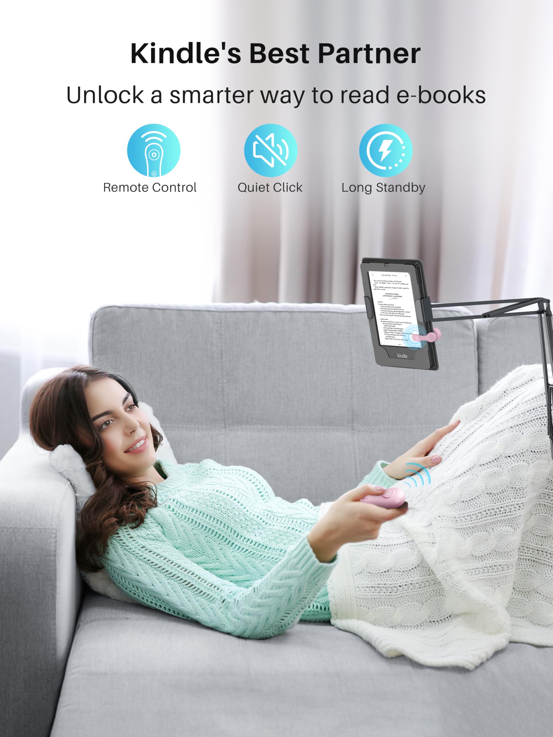 Page Turner for Kindle with Case, 2025 New Remote Control Page Turner for Kindle Paperwhite Oasis, Clicker Accessories for Reading Novel/Comic, Compatible with iPhone, Kobo, iPad, Android Tablet-Pink