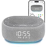 1Mii White Noise Sound Machine with Alarm Clock, Sound Machine for Sleep for Adult Baby, 30 Soothing Sounds, Easy App Controlled, Dimmable 7-Color Night Light, Sleeping Timer, 30 Volume Levels - Grey