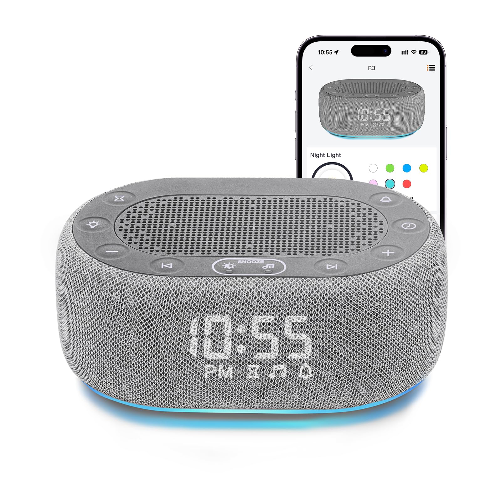 Photo 1 of 1Mii White Noise Sound Machine with Alarm Clock, Sound Machine for Sleep for Adults Baby, 30 Soothing Sounds, Smart App Controlled, Dimmable 7-Color Night Light, Sleeping Timer, 30 Volume Levels