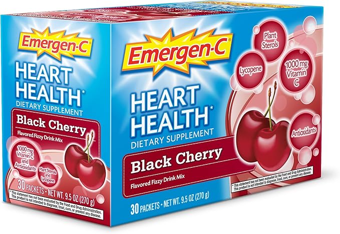 Amazon Com Emergen C Heart Health Black Cherry 30 Count 9 5 Oz Health Personal Care