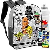 Star Wars Backpack Set for Kids – 15” Star Wars School Bag with Water Bottle, Stickers & More | Boys & Girls Back-to-School Bundle Featuring Darth Vader, Yoda & More