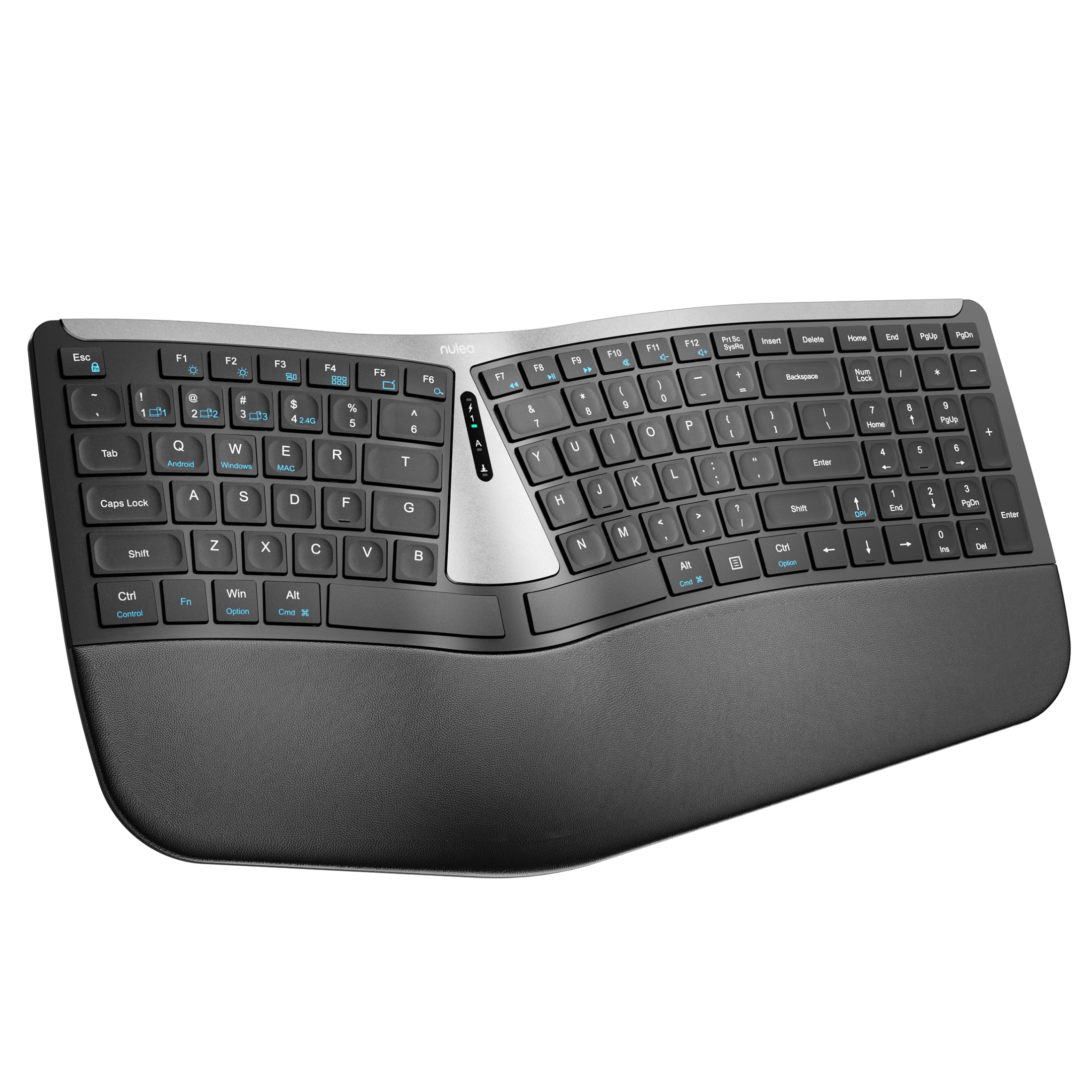 Photo 1 of Nulea RT07B Wireless Ergonomic Keyboard - Split Keyboard, Wrist Rest, Natural Typing, Bluetooth and USB Connectivity, USB-C Rechargeable,Compatible with Windows Mac (Silver Black)