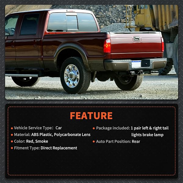 LABWORK LEFT AND RIGHT PAIR TAIL LAMP LIGHTS BLACK TINTED REPLACEMENT FOR F250 F350 F450 F550 2008-2016 SUPER DUTY BRAKE LIGHT OUTER BC3Z13404A FO2801208
