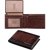 GERUOLA Wallet for Men-Genuine Leather RFID Blocking Slim Bifold Front Pocket Wallets for Men Billfold 2 ID Window with 12 Card Holder (Coffee)