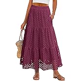 ANRABESS Maxi Skirts for Women Boho Tiered Eyelet Elastic High Waist A-Line Summer Casual Flowy Beach Vacation Long Skirt
