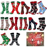 TENYSAF Fun Christmas Socks for Men - Funny Xmas Gifts for Men and Women Novelty Cozy Unisex Crew Cotton Sock Set