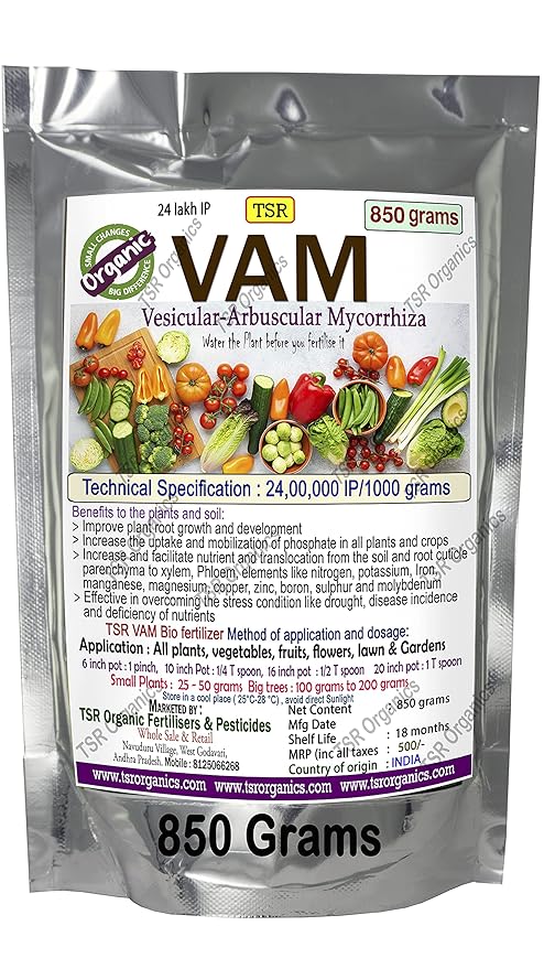TSR Organic Fertilisers & Pesticides VAM Vesicular Arbuscular Mycorrhizal 850 Grams 100% Organic bio Fertilizer granules for Stronger Root Development