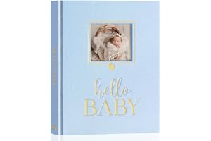 Lanpn Newborn Baby Memory Book, Babys First 5 Year Keepsake Gift with DIY Window, Linen Baby Memories Journal Scrapbook Photo
