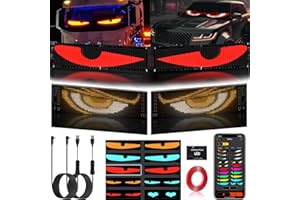 YOUBISON (2Set - 2.75 * 6.8 in Devil Eyes Light for Cars, Programmable Flex LED Display Eyes for Car, Car Dynamic Led Smart Colorful Eye Lamp Soft Screen for Windows of Cars and Trucks