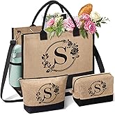 Personalized Gifts for Women, Initial Jute Tote Bag Monogrammed Beach Bag, Mothers Day & Birthday Gifts for Mom Women Friend