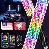 WEKILAM 2PCS 2FT Fat Whip Lights with Spring