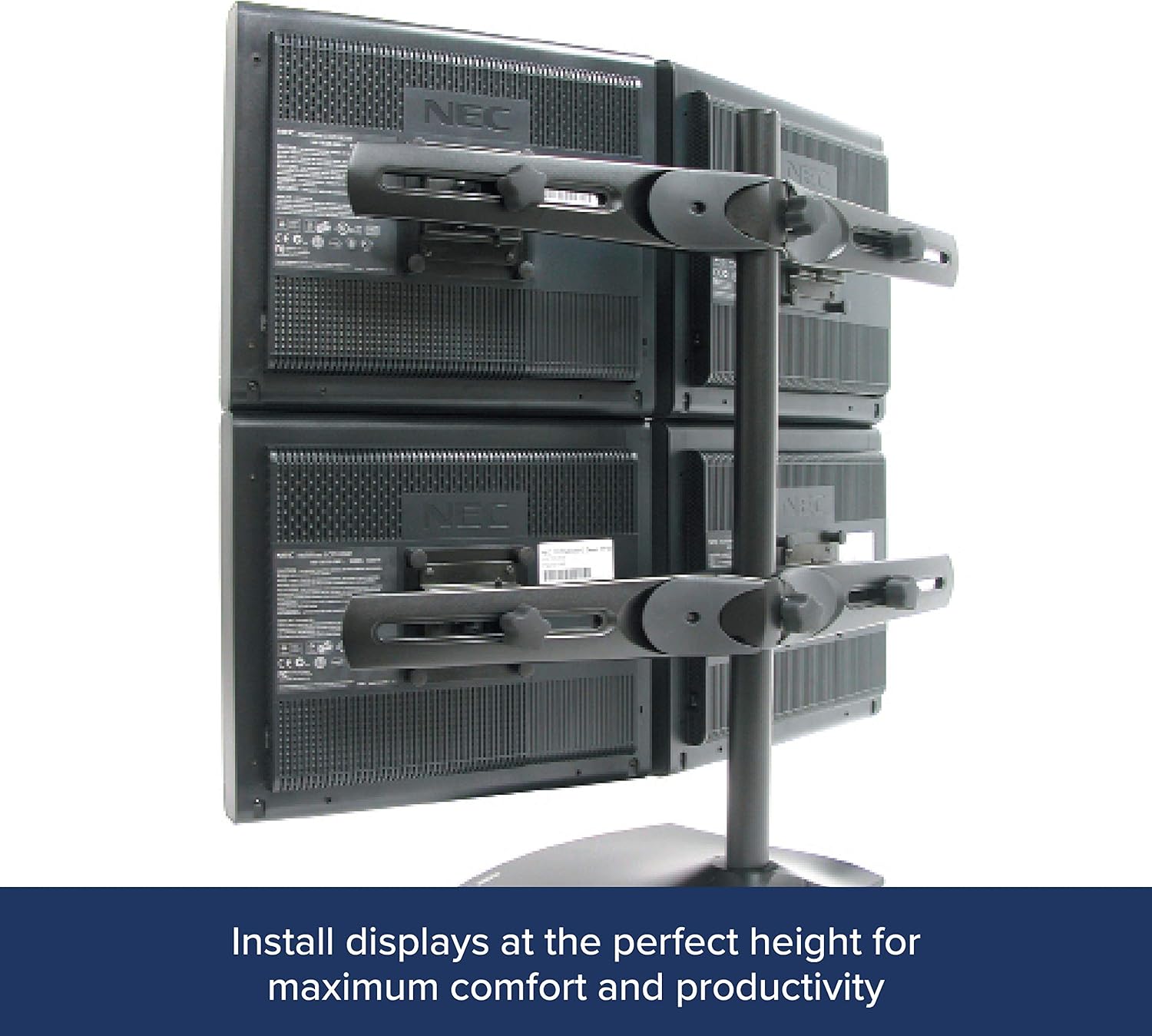 Ergotron DS100 Quad-Monitor Desk Stand - Stand for quad flat panel - aluminium, steel - black - screen size: up to 24" - Image 5