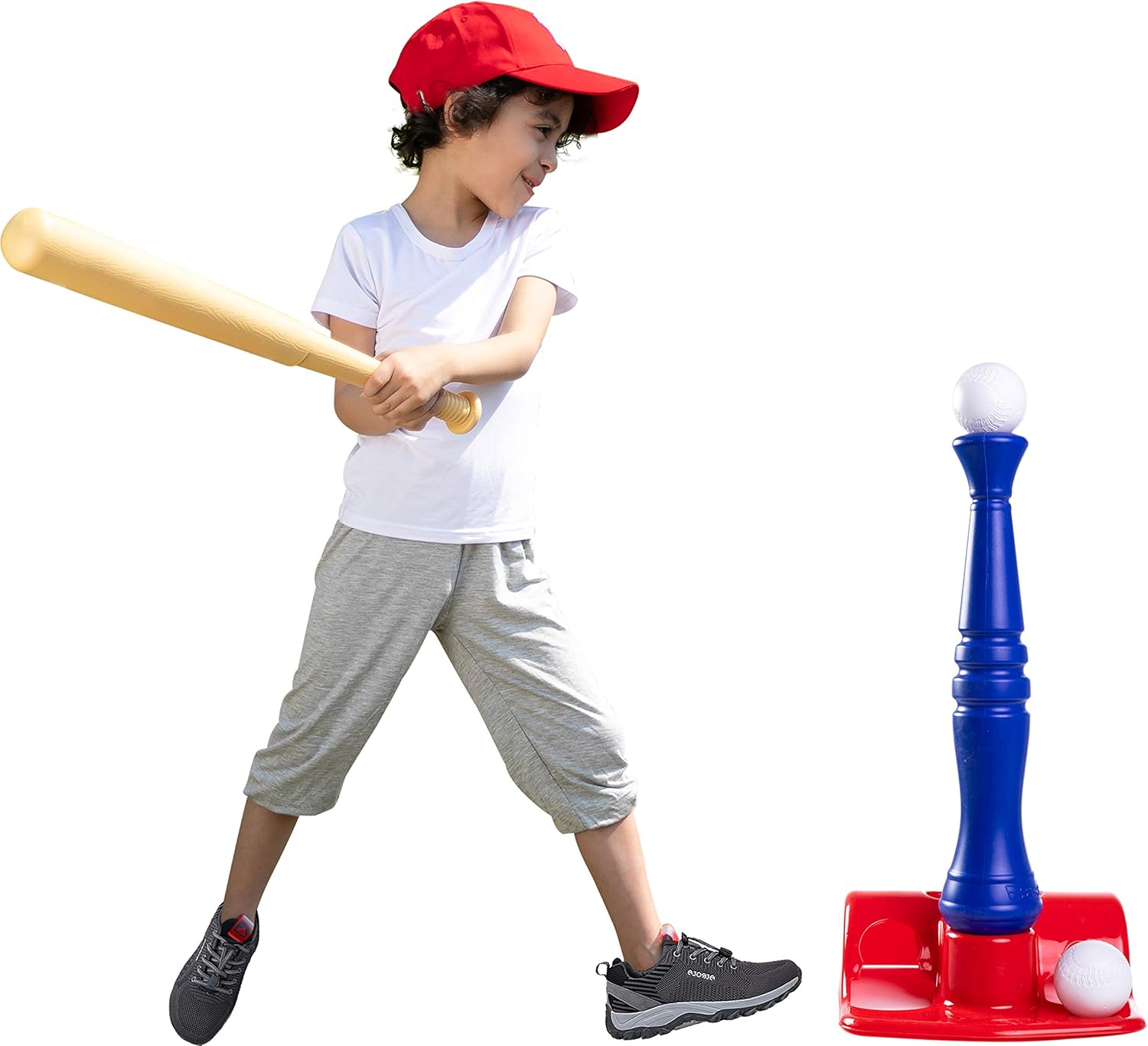 JOYIN T-Ball Baseball Toy Set Including Tee Ball Set, Baseball Bat and Inflatable Baseball Catcher for Outdoor Sports Baseball Toy Yard Game for Kids: Toys & Games