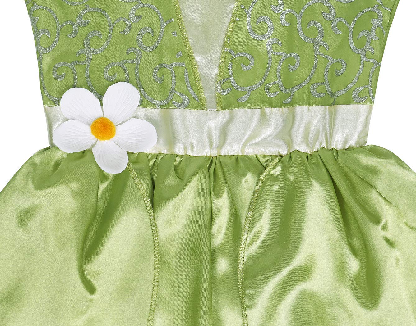 Princess Tiana Costume for Girls Green Frog Dress Kids Dress Up Fancy Halloween Birthday Party Fairy Outfits 3-8T