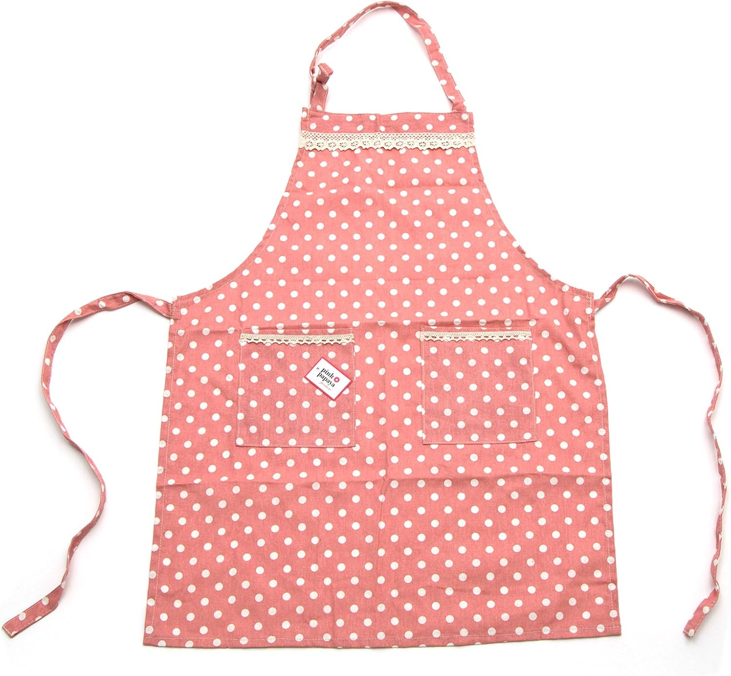 DILLMAN Schürze Für Frauen - Baumwoll-Leinen Schürze Mit Taschen Und Blumenmuster