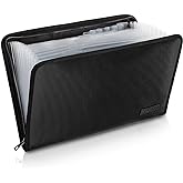 ENGPOW Expanding File Folder,Fireproof 13 Pockets Document Organizer Bag | Accordion File Organizer with Zipper＆Labels,Portable Home Travel Safe Storage for Important Files,Papers,Letter Size,Black