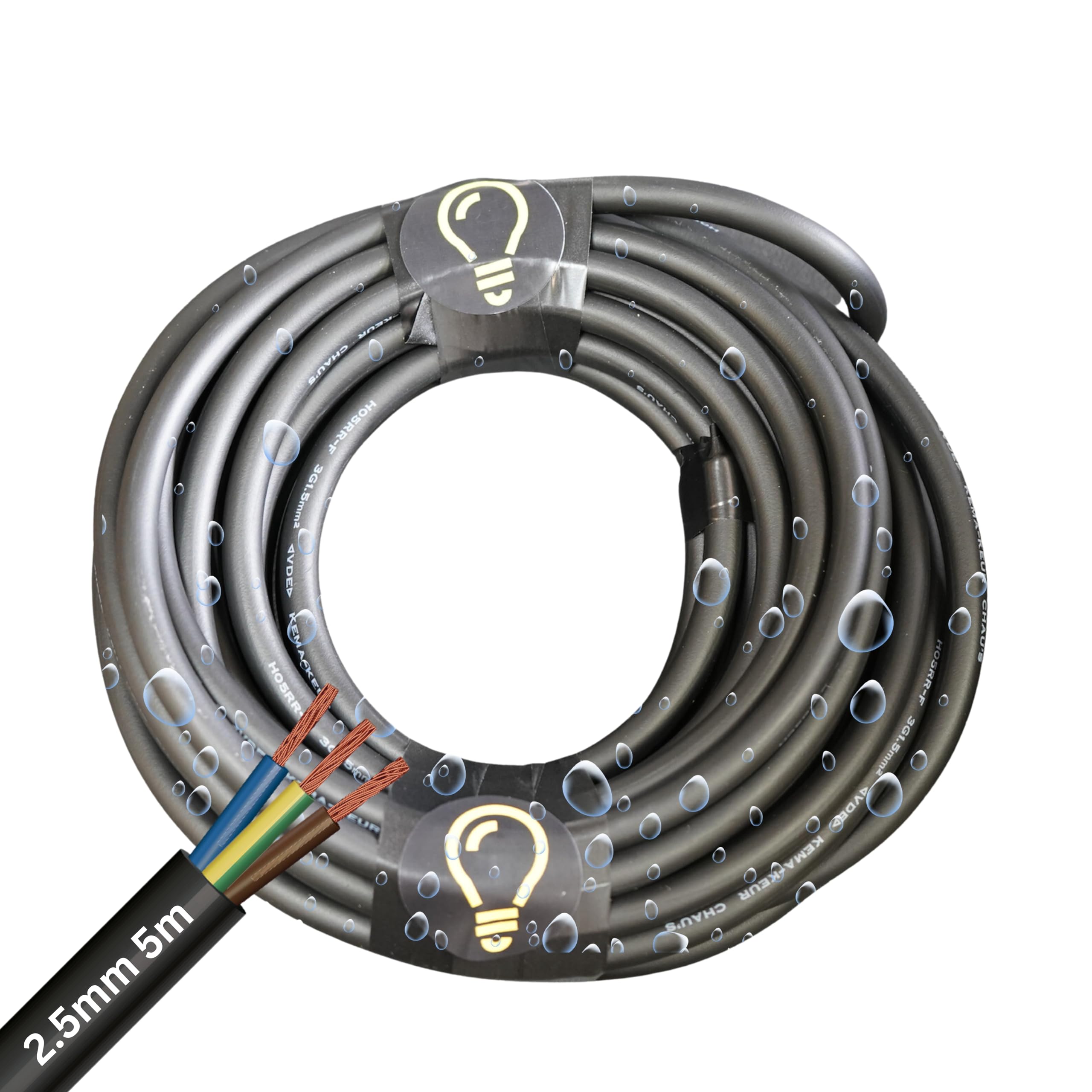 SHPELEC® H05RR-F 3 Core Flexible Rubber Cable - Premium Electrical Wire for Indoor and Outdoor Use - 1.0mm, 1.5mm, 2.5mm 5m, 10m, 20m (2.5mm 5m) — image 1