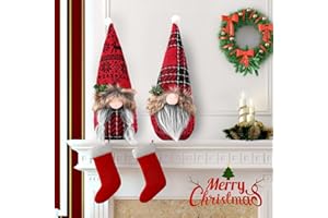 APIPI 12.6 in Large Christmas Gnome Plush Decorations - Handmade & Standable Tomte Swedish Ornaments, Scandinavian Gnome Decor for Home Indoor Table Xmas Decor Gifts, 2 Pcs