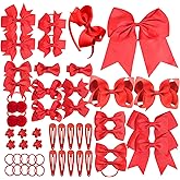 Red Hair Bows Set - 50PCS Valentines Birthday Hair Bow for Little Toddler Kids Girls Hair Accessories