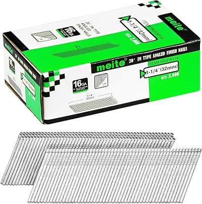 Meite 16 Gauge Angled Finish Nails 32mm 20 Degree Galvanised 2000pc