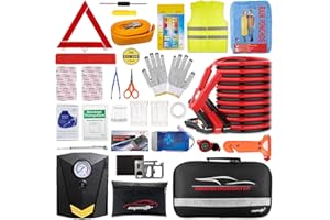 CYECTTR Car Roadside Emergency Kit with Jumper Cables,Auto Vehicle Safety Road Side Assistance Kits,Winter Car Kit for Women 