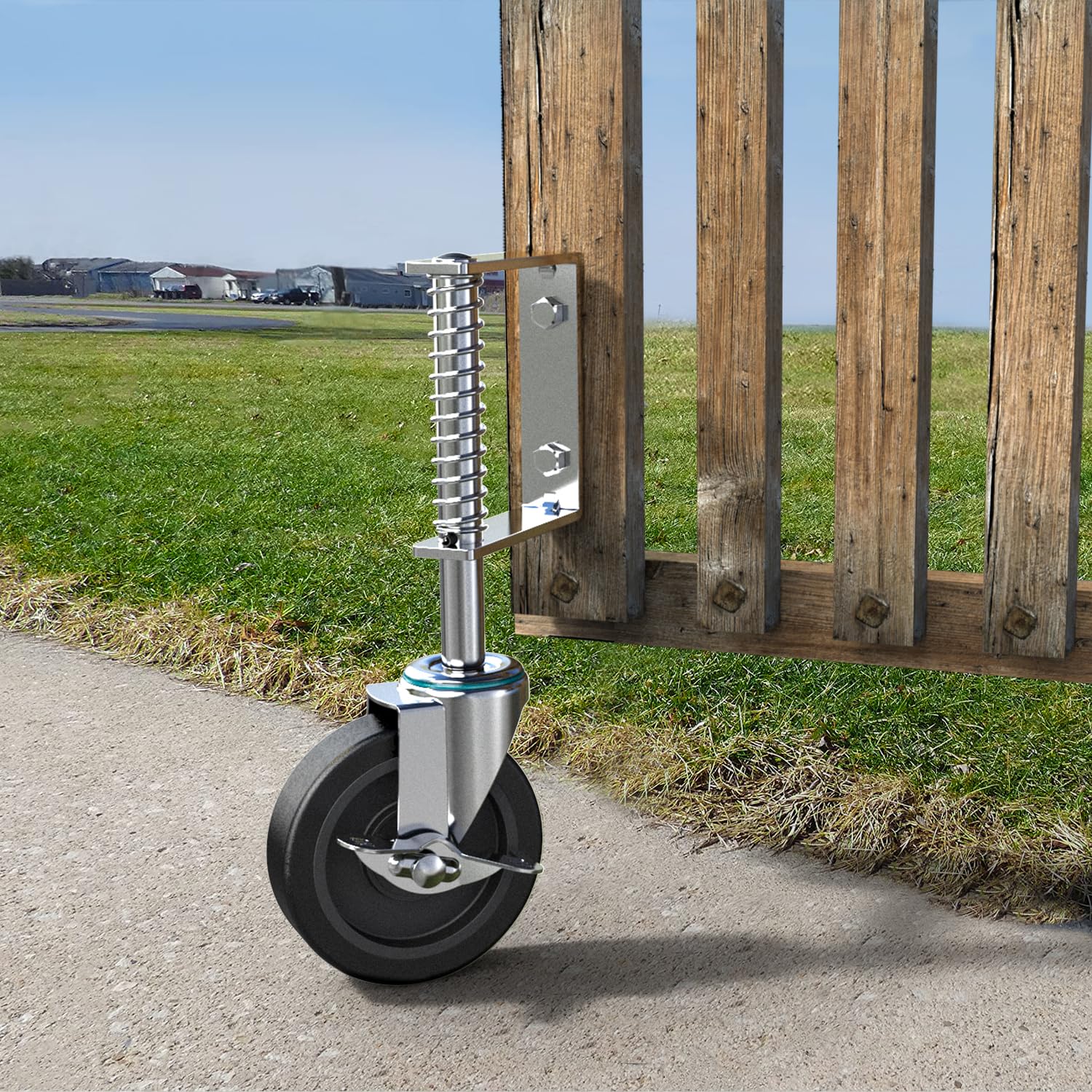 Photo 1 of Gate Wheels with Side Brake Spring Loaded Gate Casters for Farm Yard and More Max Load Capacity 220lbs
