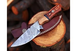 Viking Hunter Fixed Blade Knives Damscus Steel Hunting Knife Pakka Wood Handle 9 Inch Skinning Knife For Outdoor Camping Skinner knifes With Sheath Bush Crafting Knife (VK-HK-11)