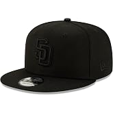 New Era MLB 9FIFTY Black Black Primary Logo Team Adjustable Snapback Hat Cap One Size Fits All - San Diego Padres Black