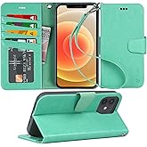 Arae Case for iPhone 12 and iPhone 12 Pro Wallet Case Flip Cover with Card Holder and Wrist Strap for iPhone 12/12 Pro 6.1 in