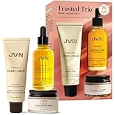 JVN Trusted Trio Travel Essentials Hair Products, Pack of 3, Includes Air Dry Cream, Instant Recovery Serum, and Pre-Wash Scalp Oil, Hair Care for Women and Men, Silicone Free
