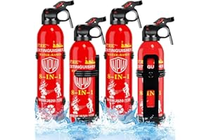 WPW Upgraded 8-in-1 Fire Extinguisher for Home with Wall Mount, 620ml Portable Fire Extinguisher For Vehicle Car Boat House Kitchen Emergency Supplies, Water-Based Solution For A, B, C, K Fire (4 Pack)