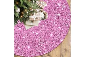 FOTSHARER Pink Christmas Tree Skirt 36 Inch Sequins Velvet Tree Skirt Mat for 4FT Christmas Tree Rustic Xmas Tree Base Skirt Sparkly Sequins Tree Skirt for Glitter Christmas Ornaments Tree Skirts