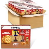 RITZ Peanut Butter Sandwich Crackers, 4g Protein, 112 Snack Packs | Lunch Snacks, 6 Cracker Sandwiches Per Pack, Individually Wrapped