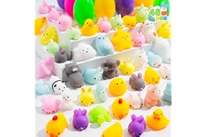 JOYIN 48 Pcs Easter Prefilled Eggs with Mochi Squishy Toys, Cute Stress Reliever Squishy Toy for Easter Egg Hunt, Kids Party Favor, Basket Stuffers, Goodie Bag Fillers, Classroom Prize Supplies