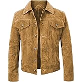 Suede Leather Trucker Jacket Men - Mens Western Style Cowboy Suede Leather Coat - Vintage Motorcycle Jacket