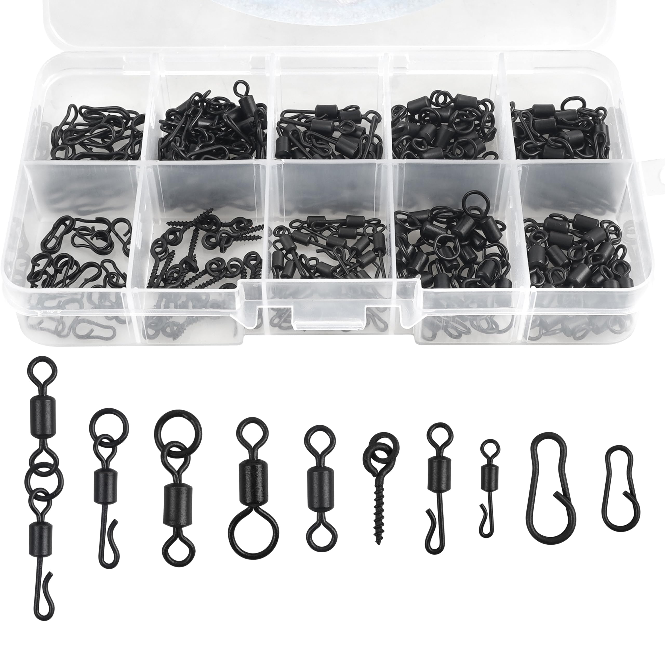 OROOTL Carp Fishing Tackle Box Set Carp Hair Rigs Making Kit Including Quick Change Carp Swivels Hooks Fishing Beads Corns Rig Tubing Carp Fishing Terminal Tackle Accessory Kit