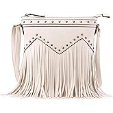 B BRENTANO Vegan Fringed Crossbody Bag with Studs