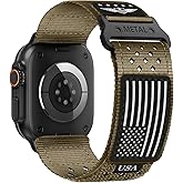 Rugged Nylon Bands for Apple Watch Ultra 2 Band 49mm 46mm 45mm 44mm 42mm(S3/2/1) Men,Breathable Holes Sport Strap With US Flag Wristband for iWatch band Ultra 3/2/1 Series 11 10 9 8 7 6 5 4 3 SE3/2/1