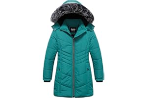 Pursky Girls' Warm Winter Coat Long Parka Fleece Lined Waterproof Puffer Jacket With Removable Hood