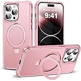 SKYLMW Compatible with iPhone 14 Pro Max Case with Invisible Magnetic O-Ring Stand Military-Grade Case for iPhone 14 ProMax 6.7" [Compatible with Mag-Safe][Great Grip Feeling], Rose Gold