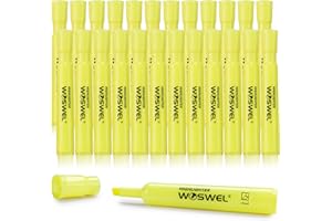 WOSWEL Highlighters Bulk, 24 Pack Tank Style Highlighters Set, Fluorescent Yellow, Chisel Tip Highlighter Markers Bulk for Kid and Adult Coloring, Highlighting as School Supplies